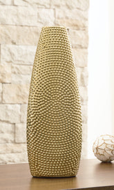 Bay Furniture Gallery - Ashley Furniture - Efim Vase - Vase / Gold Finish - A2000576